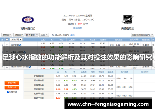 足球心水指数的功能解析及其对投注效果的影响研究