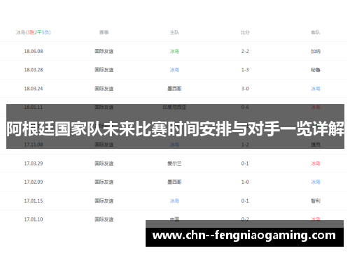 阿根廷国家队未来比赛时间安排与对手一览详解
